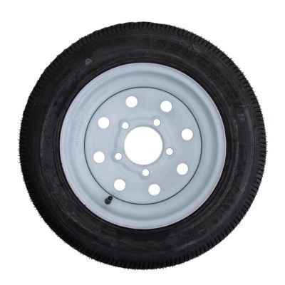 Carry-On Trailer 12 in 4.80-12 Bias 6-Ply Trailer Tire and White Mod Wheel 5 Lug on 4.5 in, 48012T New tires