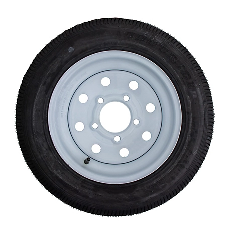 Carry-On Trailer 12 in 4.80-12 Bias 6-Ply Trailer Tire and White Mod Wheel 5 Lug on 4.5 in, 48012T