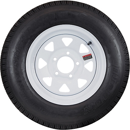 Hi-Run Trailer Tire, ST175/80D13, 5-Hole White Spoke Wheel, Load 