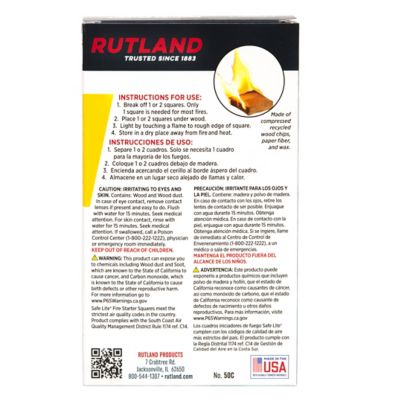 Image showing 6 th Rutland Safe Lite Non-Toxic Fire Starter Squares, 24-Pack