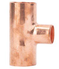 Image showing  3/4 in. x 3/4 in. x 1/2 in. Plain End Sweat Reducing Tee Copper