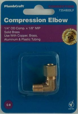 NEW!! 1/4 in. OD Compression x 1/8 in. MIP 90-Degree Brass Elbow Adapter  Fitting