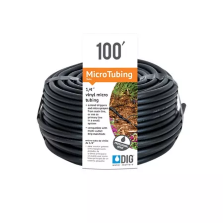 DIG 100 ft x 1/4 in Low Density Polyethylene Tubing Black Drip Irrigation