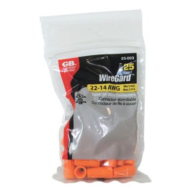 Image showing  22-14 AWG WireGard Screw-On Electrical Wire Connectors, 73B Size, Orange, 25-Pack