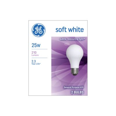 Image showing Bulb Soft White 25 W, 2 pk.