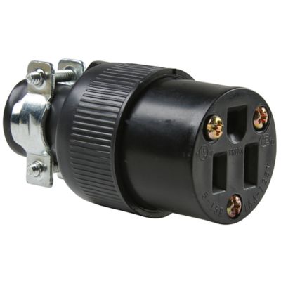 Pass & Seymour 15A 125V Black Rubber Connector, Black