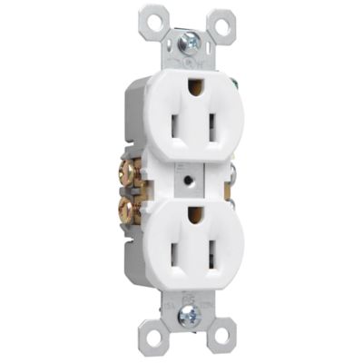 Pass & Seymour 15A Duplex Power Outlet, White