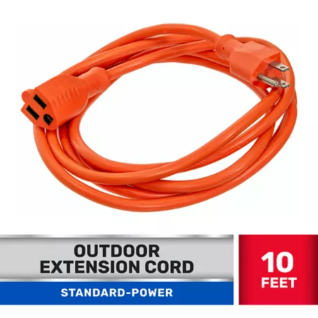 JobSmart 10 Foot Standard Power Outdoor Extension Cord 16 Gauge Orange Extension Cords