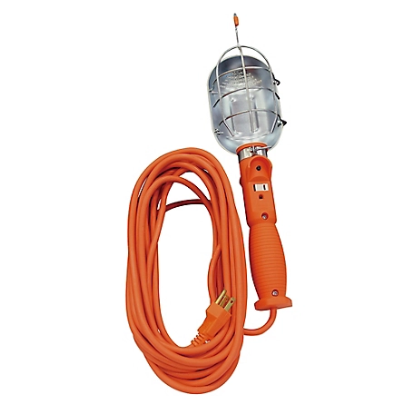 Woods 75W 681 18/3-Gauge SJTW Trouble Light with Metal Guard and Outlet, Orange, 25 ft.