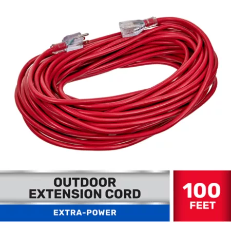 JobSmart 100 ft Extra Powerful Indoor/Outdoor Extension Cord Red Extension Cords