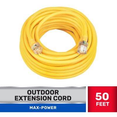 JobSmart 50 ft. Outdoor Max-Power Extension Cord, Yellow