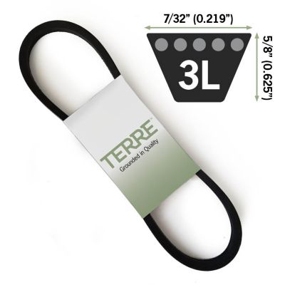 Image showing  3/8 in. x 28 in. General Purpose 3L Type V-Belts, FHP Neoprene with Aramid Cord