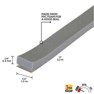 Image showing  1/4 in. x 1/2 in. x 17 ft. Foam Tape, High-Density, Gray