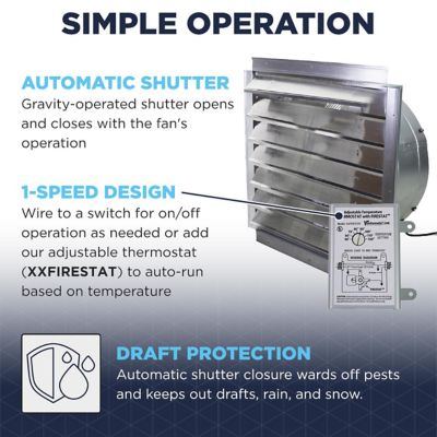 Image showing  24 in. Heavy-Duty Exhaust Fan with Integrated Automatic Shutter