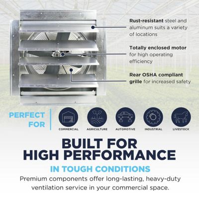 Image showing  18 in. Heavy-Duty Exhaust Fan with Integrated Automatic Shutter, 3,000 CFM