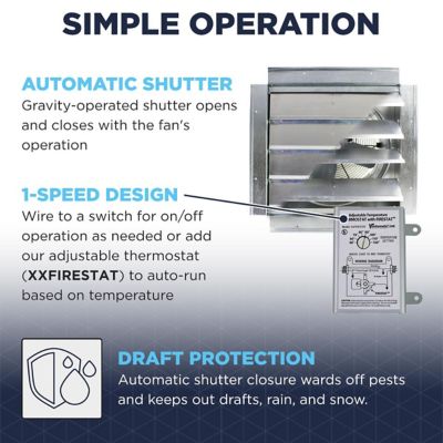 Image showing  14 in. Heavy-Duty Exhaust Fan with Integrated Automatic Shutter, 4.5 sq. ft.