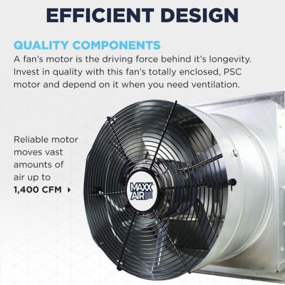 Image showing 5 th Maxx Air 14 in. Heavy-Duty Exhaust Fan with Integrated Automatic Shutter, 4.5 sq. ft.