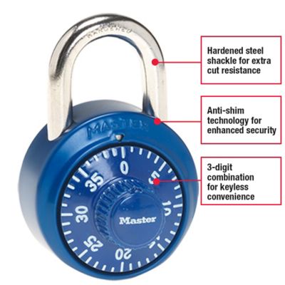 Image showing  3/4 in. Shackle Combination Dial Padlock with Aluminum Cover, Assorted Colors