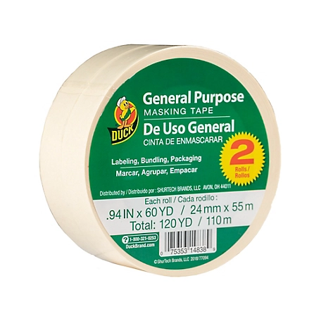 Duck 0.94 in. x 60 yd. General-Purpose Masking Tape, 2-Pack
