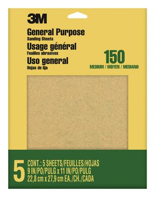 3M 9 in. x 11 in. Fine Grit Aluminum Oxide Sandpaper, 5-Pack