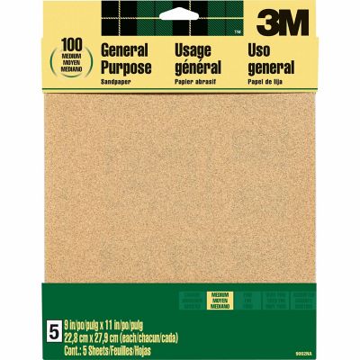 3M 9 in. x 11 in. Medium Grit Aluminum Oxide Sandpaper, 5-Pack