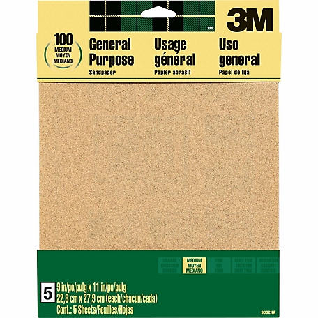 3M 9 in. x 11 in. Medium Grit Aluminum Oxide Sandpaper, 5-Pack