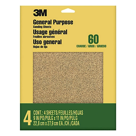 3M 9 in. x 11 in. Course Grit Aluminum Oxide Sandpaper, 5-Pack
