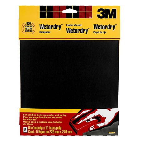 3M 9 in. x 11 in. 600 Grit Ultra Fine Wet-or-Dry Sandpaper, 5-Pack