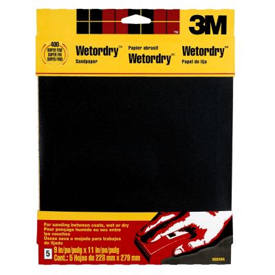 3M 9 in. x 11 in. 400 Grit Super Fine Wet-or-Dry Sandpaper, 5-Pack