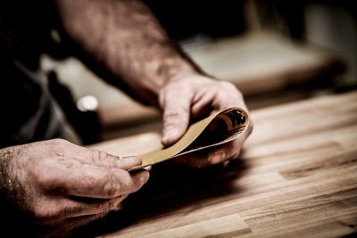 Image showing  9 in. x 11 in. 220 Grit SandBlaster Sandpaper with No-Slip Grip Backing, Gold, 3-Pack