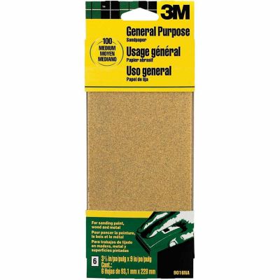 3M 3-2/3 in. x 9 in. Medium Grit Aluminum Oxide Sandpaper, 6-Pack