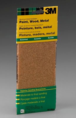 3M 3-2/3 in. x 9 in. Assorted Grits Aluminum Oxide Sandpaper, 6-Pack