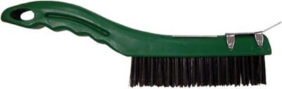 Merit Pro 10 in. 4 x 16 Row Tempered Steel Plastic Shoe Handle Brush with Scraper, Paint Prep