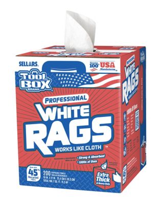 TOOLBOX White Rags Box, 200-Pack, 10 in. x 12 in.