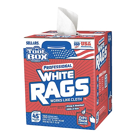 TOOLBOX White Rags Box, 200-Pack, 10 in. x 12 in.