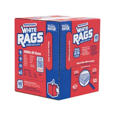 Image showing  White Rags Box, 200-Pack, 10 in. x 11 in.