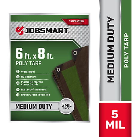 JobSmart 6 ft. x 8 ft. Medium-Duty Poly Tarp, Brown/Green