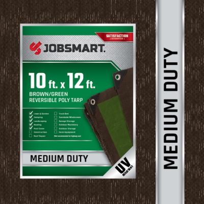 JobSmart 10 ft. x 12 ft. Medium-Duty Poly Tarp, Brown/Green This heavier tarp is so much better
