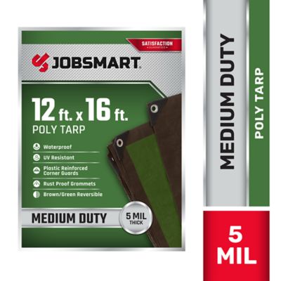JobSmart 12 ft. x 16 ft. Medium-Duty Poly Tarp, Brown/Green Dandy Tarp !