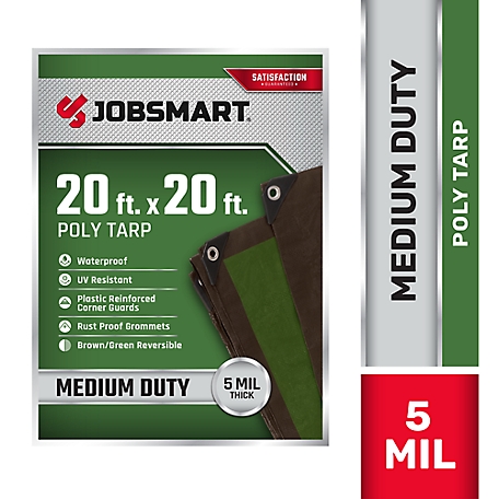 JobSmart 20 ft. x 20 ft. Medium-Duty Poly Tarp, Brown/Green