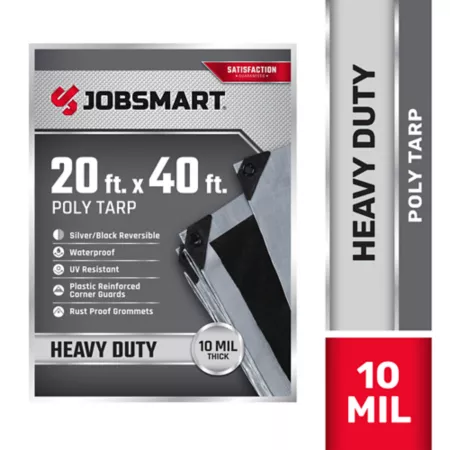 JobSmart 20' x 40' Heavy Duty Poly Tarp Black/Silver Tarps