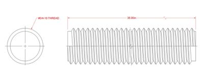 Image showing  SteelWorks 3/4 in.-10 x 3 ft. Coarse Threaded Rod, Zinc-Plated