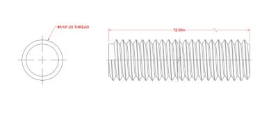 Image showing  SteelWorks 5/16 in.-18 x 6 ft. Coarse Threaded Rod, Zinc-Plated