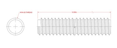 Image showing  SteelWorks 1/4 in.-20 x 1 ft. Coarse Threaded Rod, Zinc-Plated