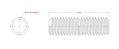 Image showing  SteelWorks 5/16 in.-18 x 1 ft. Coarse Threaded Rod, Zinc-Plated