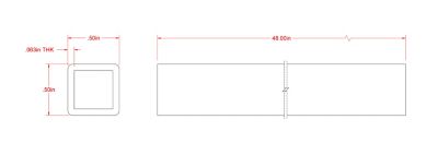 Image showing  SteelWorks 1/2 in. x 4 ft. Weldable Hot-Rolled Steel Square Tube