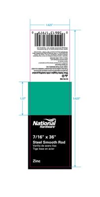 Image showing  SteelWorks 7/16 in. x 3 ft. Un-Threaded Solid Steel Rod, Zinc-Plated