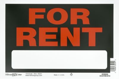 Hillman For Rent Signs, 8 in. x 12 in., 6-Pack