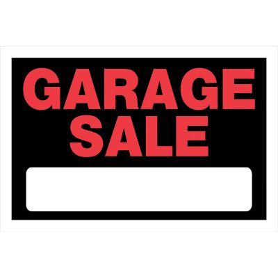 Hillman Garage Sale Sign, 8 in. x 12 in., Black/Red
