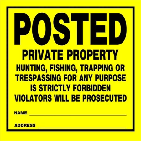 Hillman Published Private Property Sign 11" x 11". Safety Signs